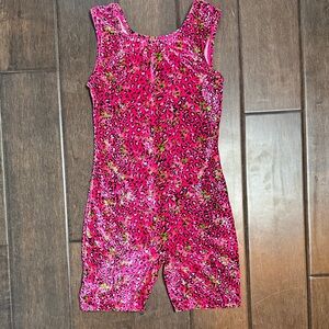 💜3/$15 Jacques Moret Ultra Pink Leopard Print Gymnastic Dance Leotard